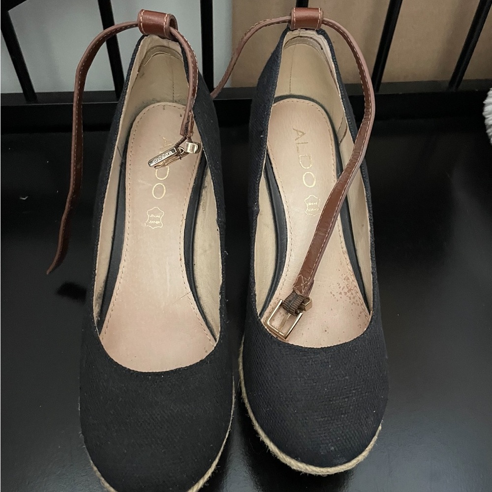 Aldo black espadrilles wedge shoes.